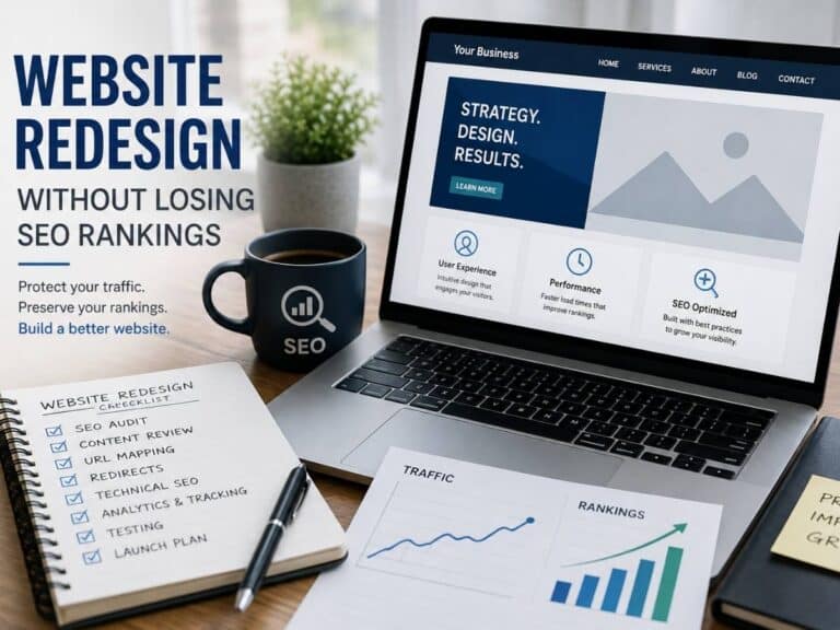 dashboard of a website redesign